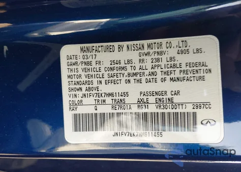 2017 Infiniti Q60 3.0T Red Sport 400 from USA, damaged, VIN JN1FV7EK7HM611455